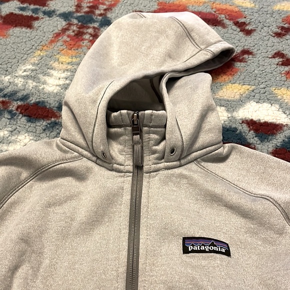Patagonia Tech Fleece Hoody Birch White Women’s Medium Pockets Logo Full Zip - Picture 10 of 13